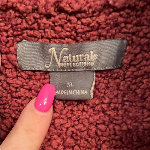 Natural Reflections Burgundy Zip Up Jacket with Stand-Up Collar - Picture 2 of 5